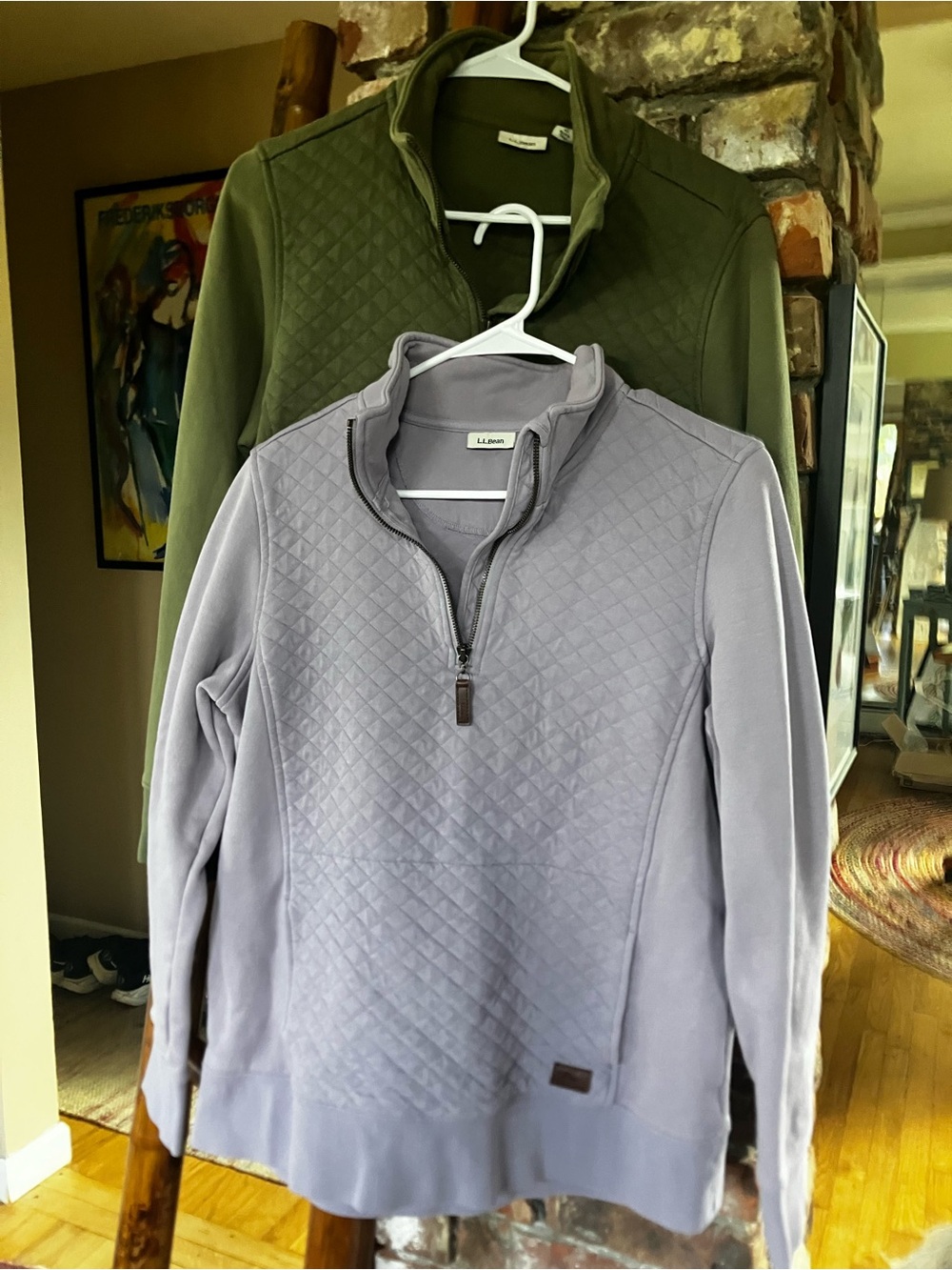 Lot of 2 LL Bean Quilted 1/4 Zip Pullovers M L